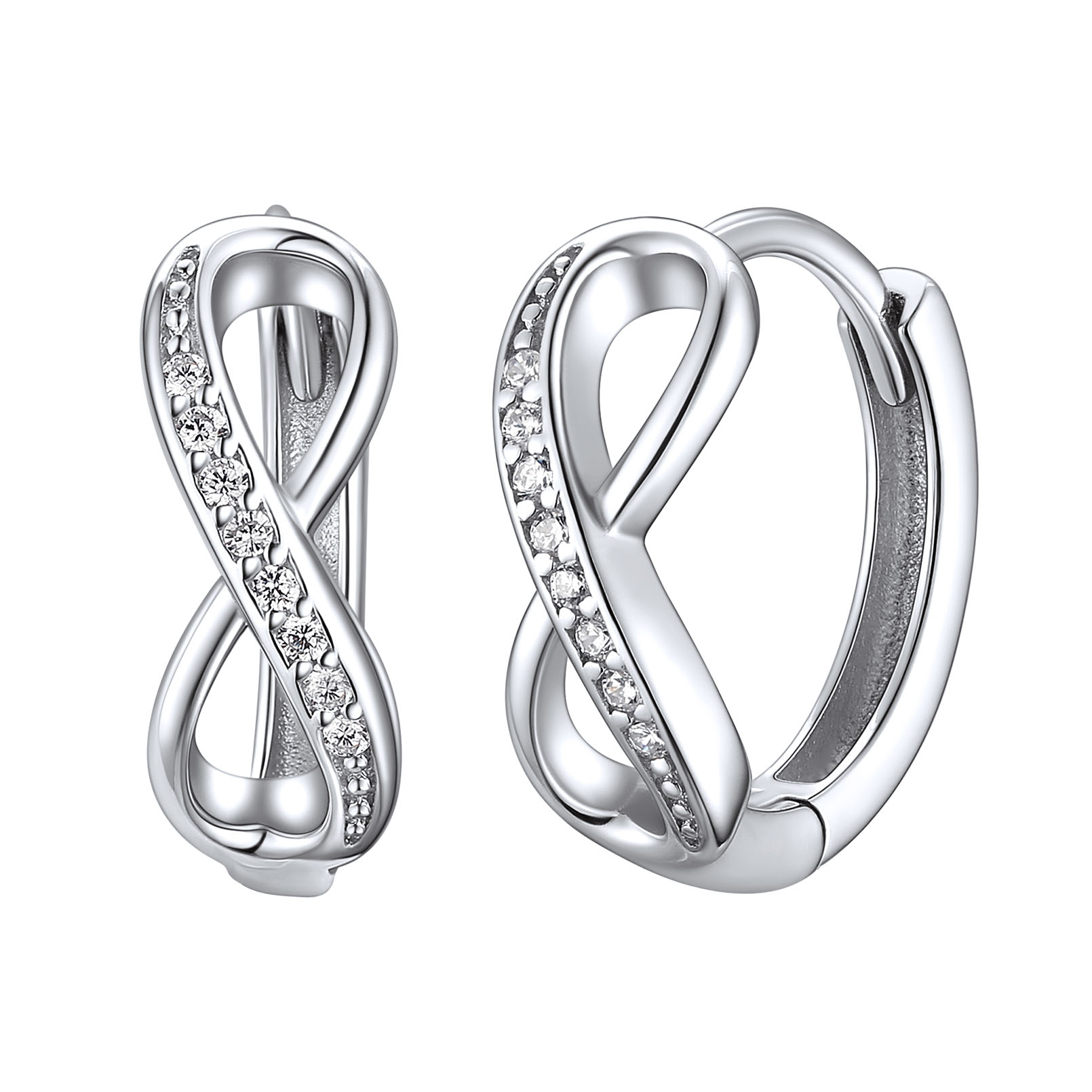 Sterling Silver Infinity Huggie Earrings for Her 