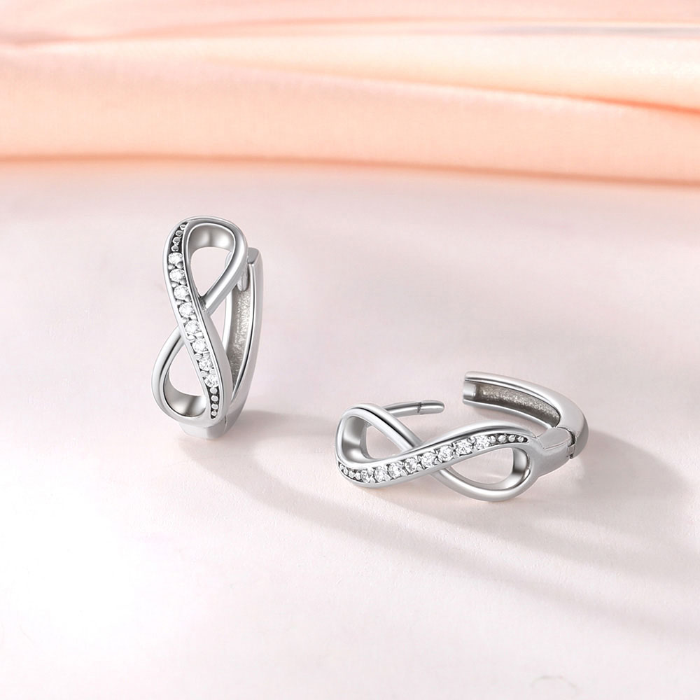 Sterling Silver Infinity Huggie Earrings for Her