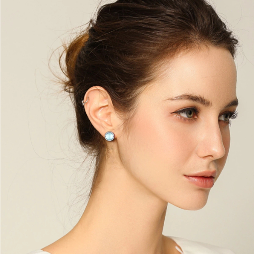 Sterling Silver Moonstone Clip-On Earrings for Women