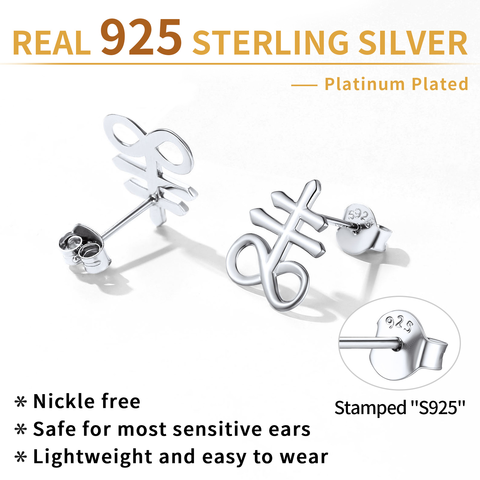 Sterling Silver Satan Leviathan Cross Stud Earrings Description - Hypoallergenic, Premium Material