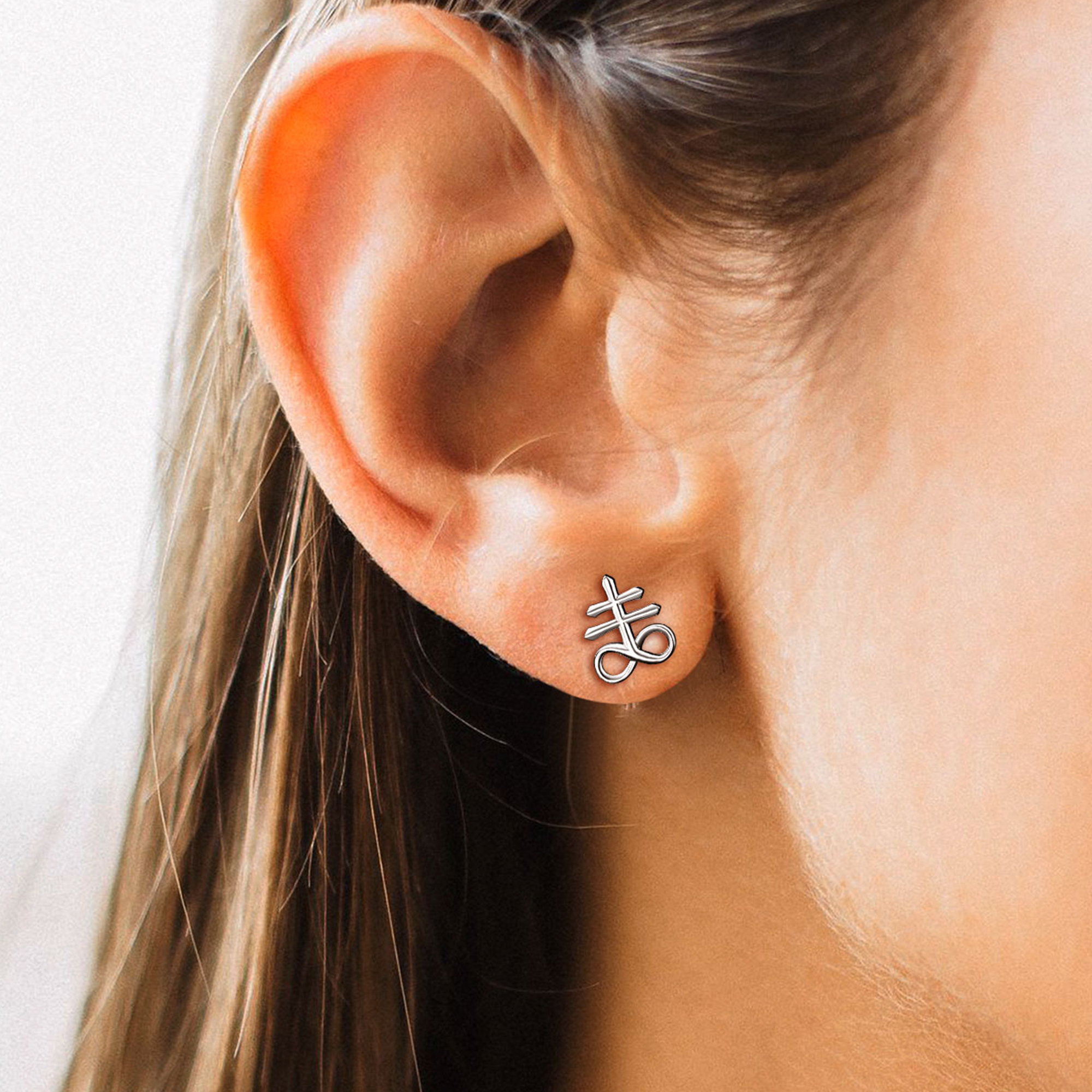 Sterling Silver Satan Leviathan Cross Stud Earrings for Women-01