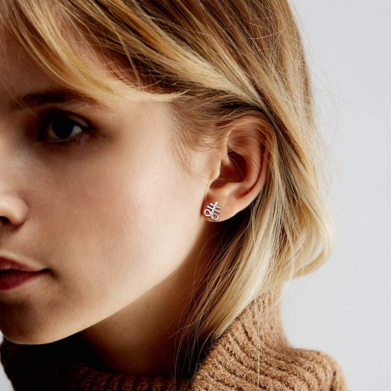 Sterling Silver Satan Leviathan Cross Stud Earrings for Women-02