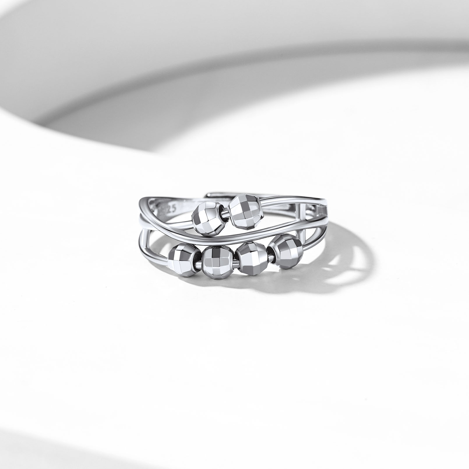 Sterling Silver Spinner Fidget Ring Anxiety Stress Relief  For Her