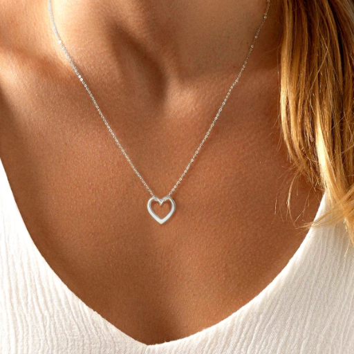 Sterling Silver Twist Heart Pendant Necklace for Her