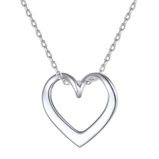 Sterling Silver Twist Heart Pendant Necklace for Her