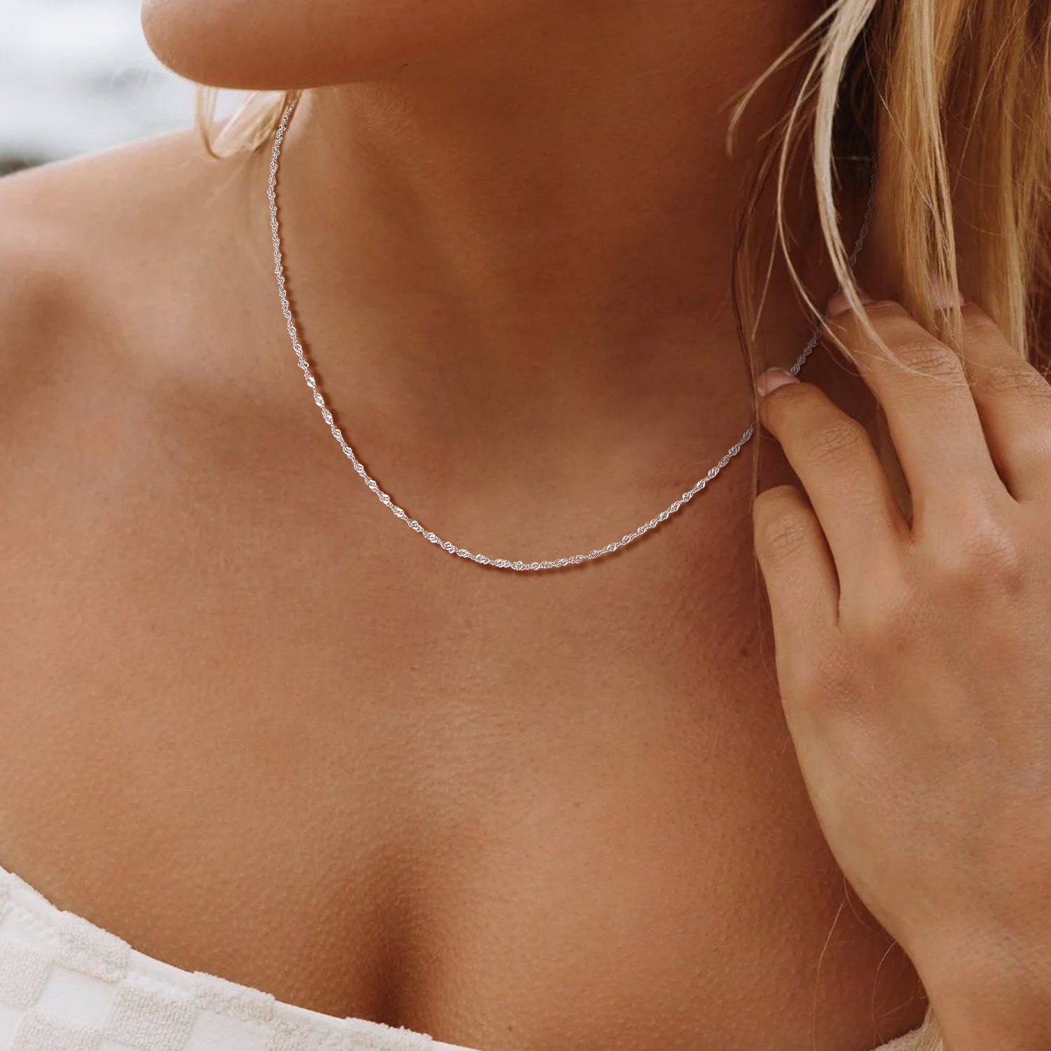 Sterling Silver  Wave Chain For Women