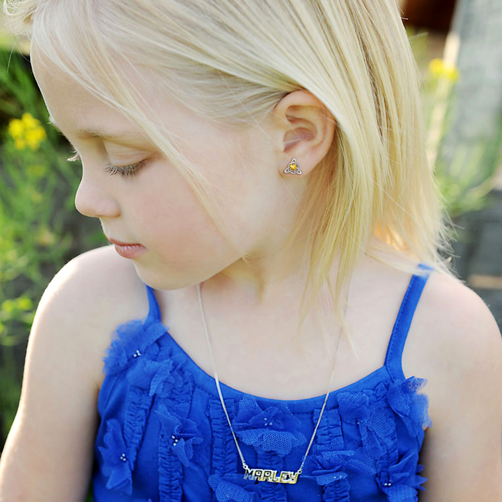 Celtic Knot Heart Adorned Birthstone Stud Earring for Women/Ladies/Mother/Friends/girlfriend