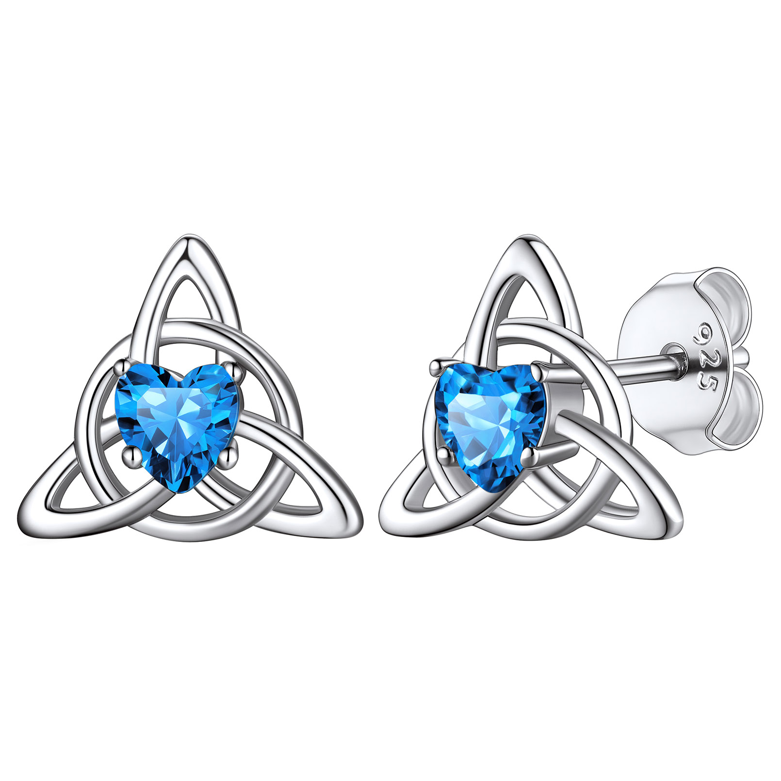 Celtic Knot Heart Adorned Birthstone Stud Earring