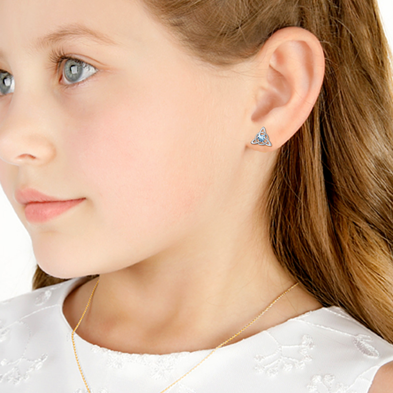 Celtic Knot Heart Adorned Birthstone Stud Earring for Women/Ladies/Mother/Friends/girlfriend