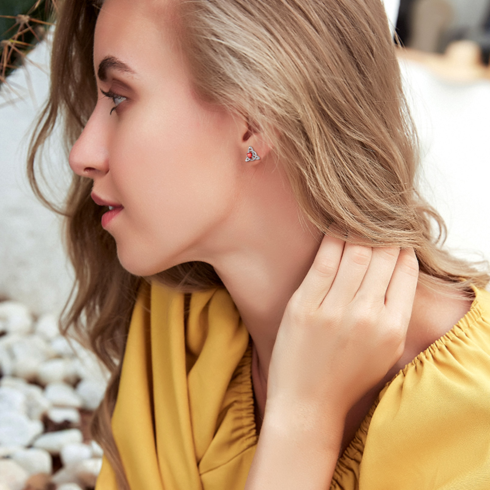 Celtic Knot Heart Adorned Birthstone Stud Earring for Women/Ladies/Mother/Friends/girlfriend