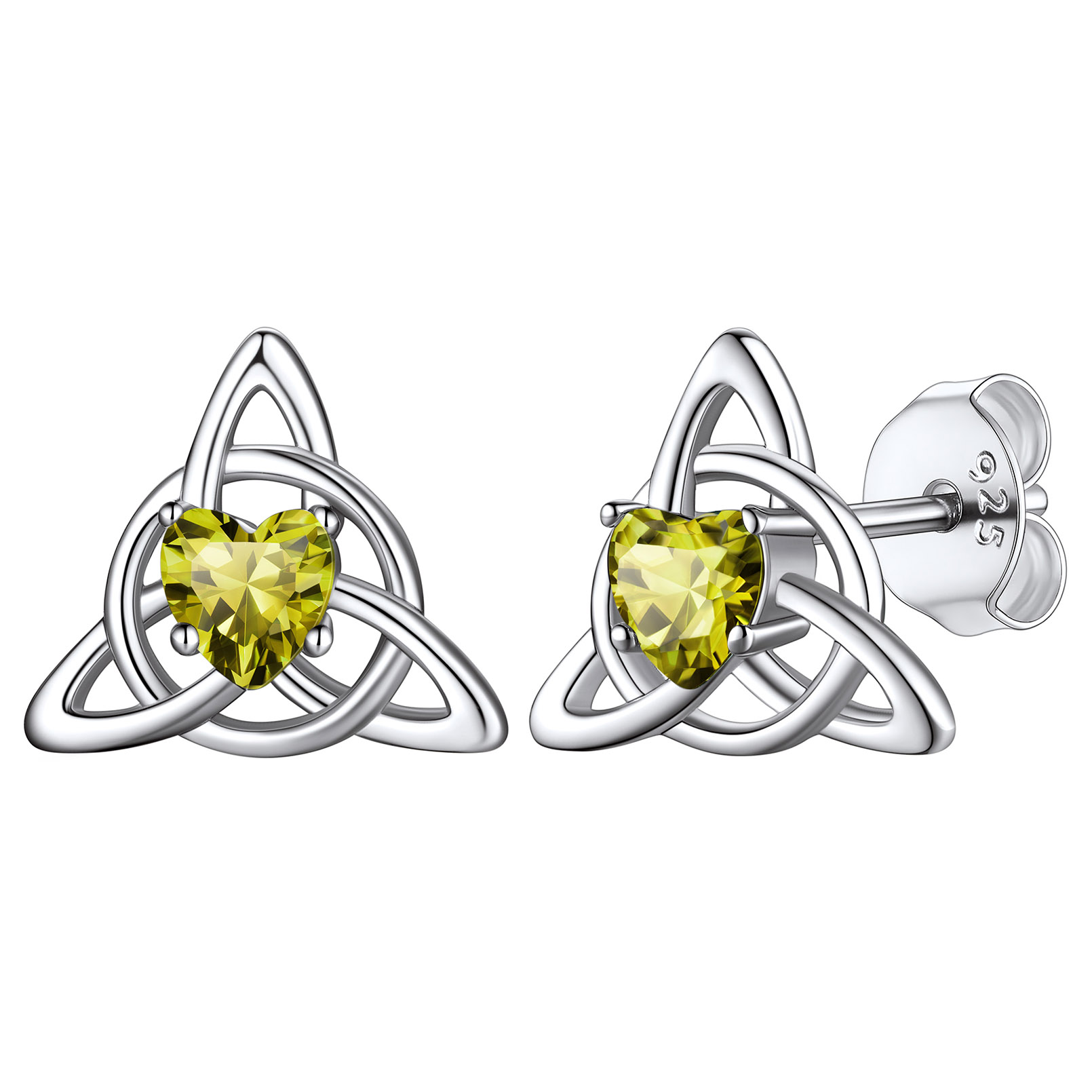 Celtic Knot Heart Adorned Birthstone Stud Earring