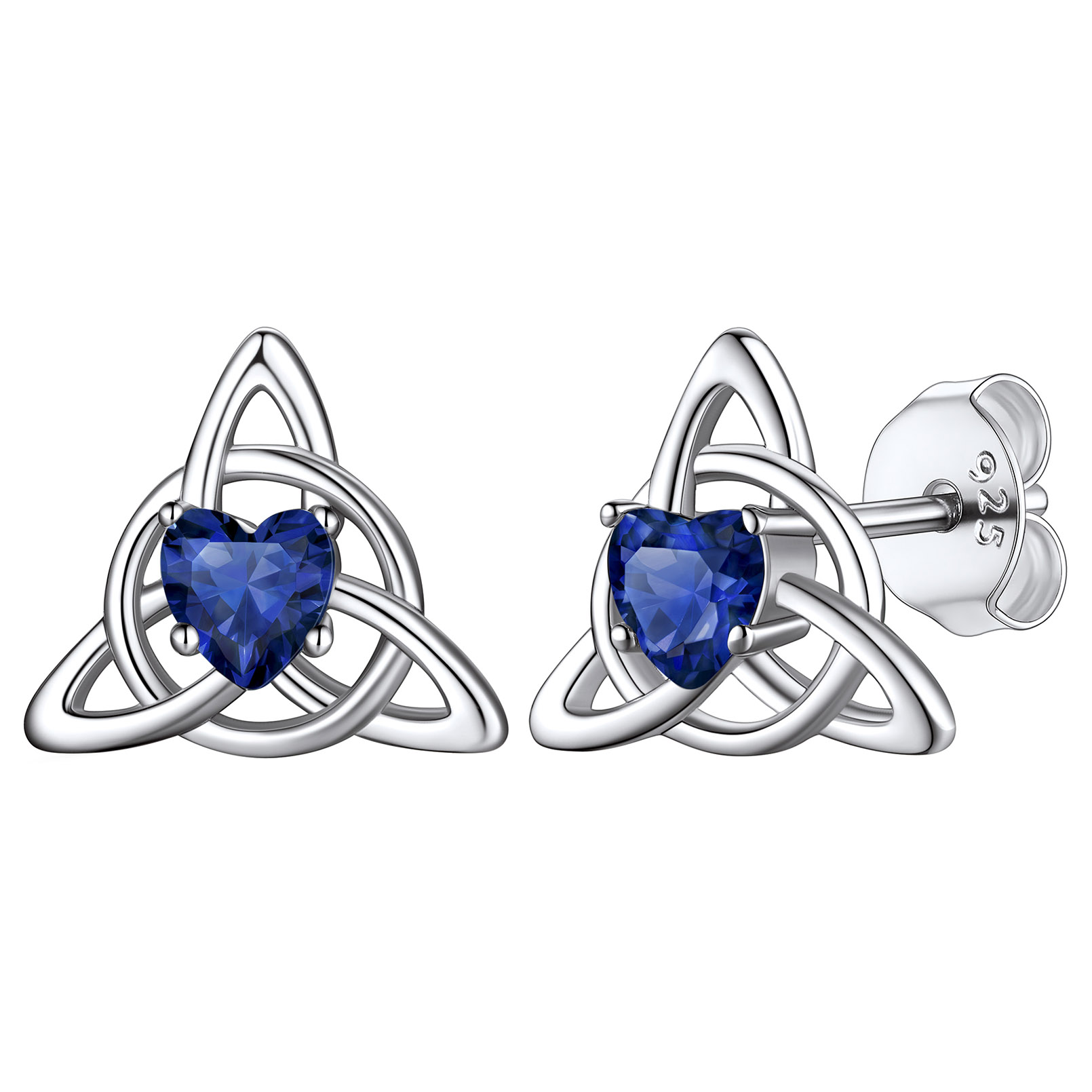 Celtic Knot Heart Adorned Birthstone Stud Earring