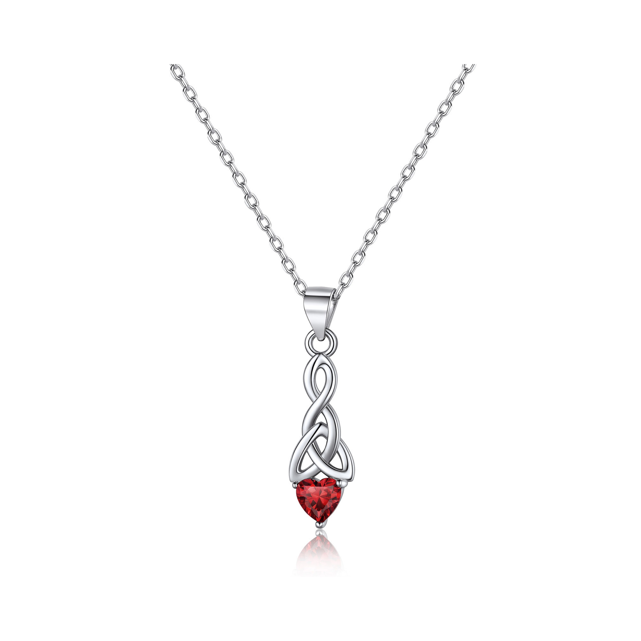 Sparkling Heart Birthstone Celtic Knot Pendant Necklace
