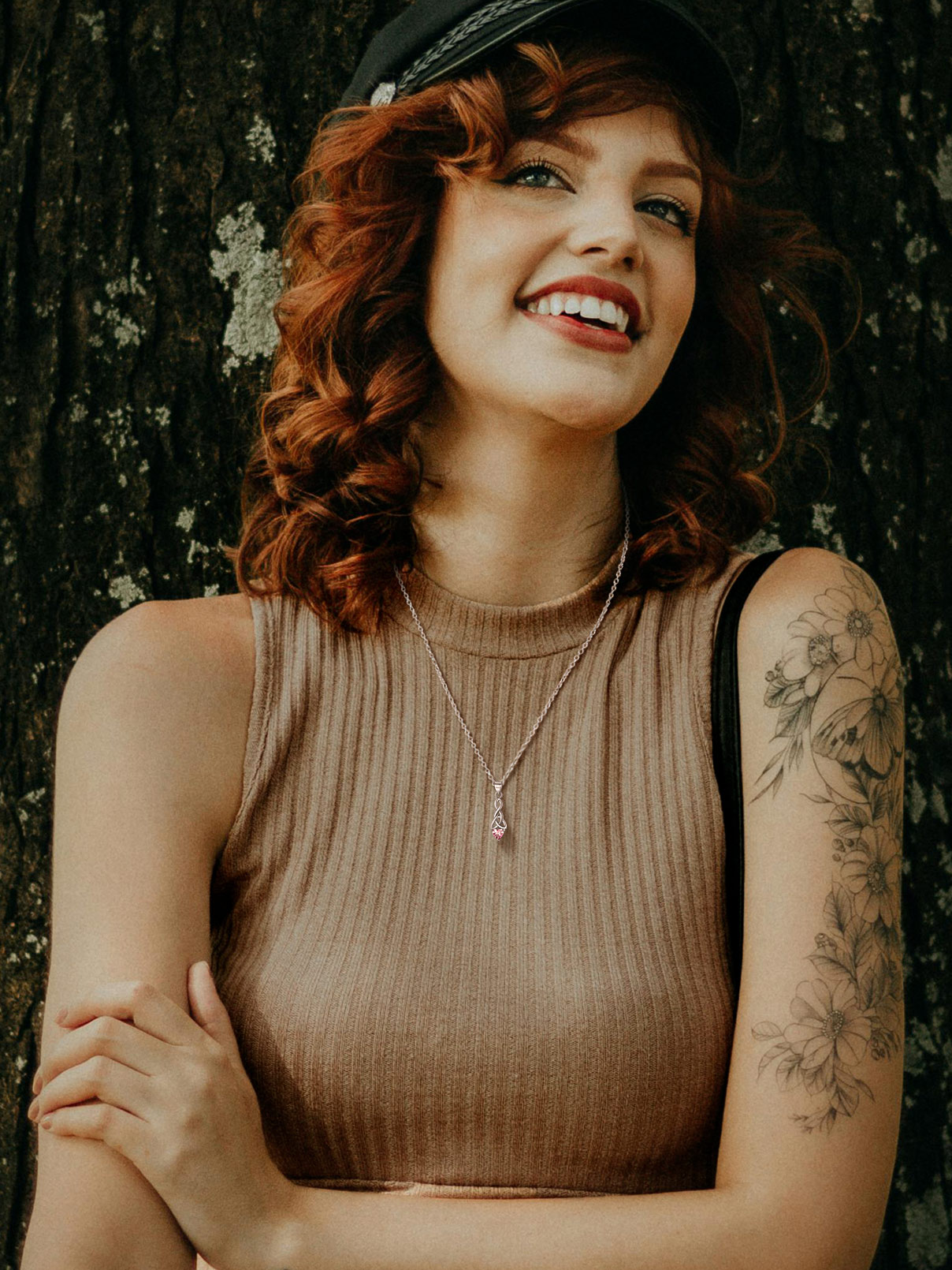 Sparkling Heart Birthstone Celtic Knot Pendant Necklace for Women