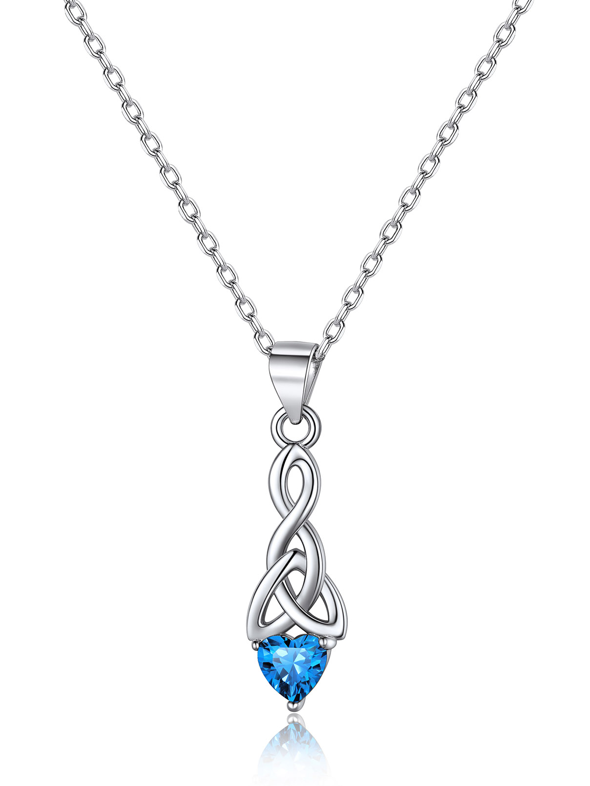 Sparkling Heart Birthstone Celtic Knot Pendant Necklace for Women, december birthstone, Blue Topaz Jewelry, Sagittarius Birthstone,  topaz birthstone, Capricorn Birthstone, christmas gift, gift idea
