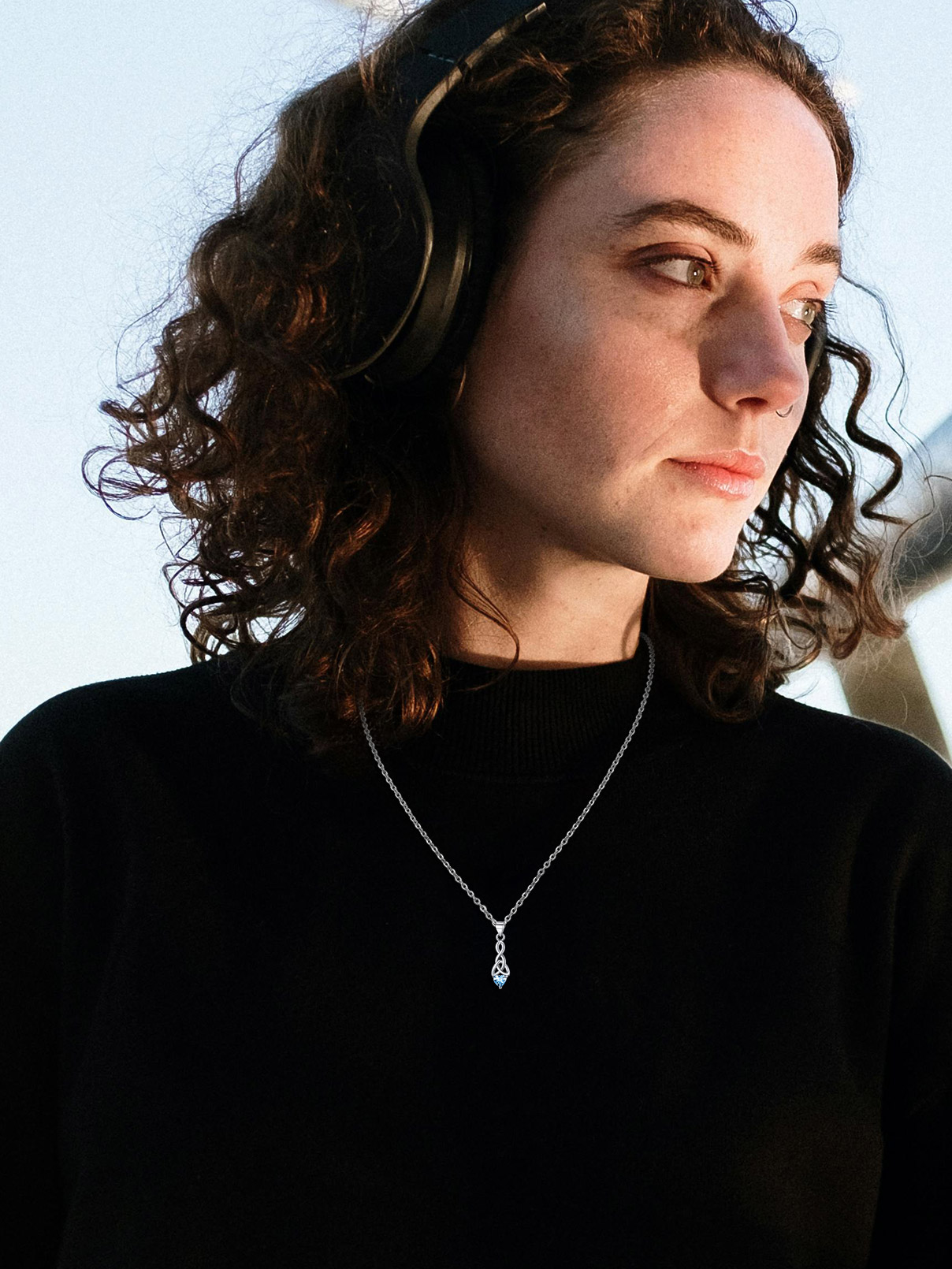 Sparkling Heart Birthstone Celtic Knot Pendant Necklace for Women