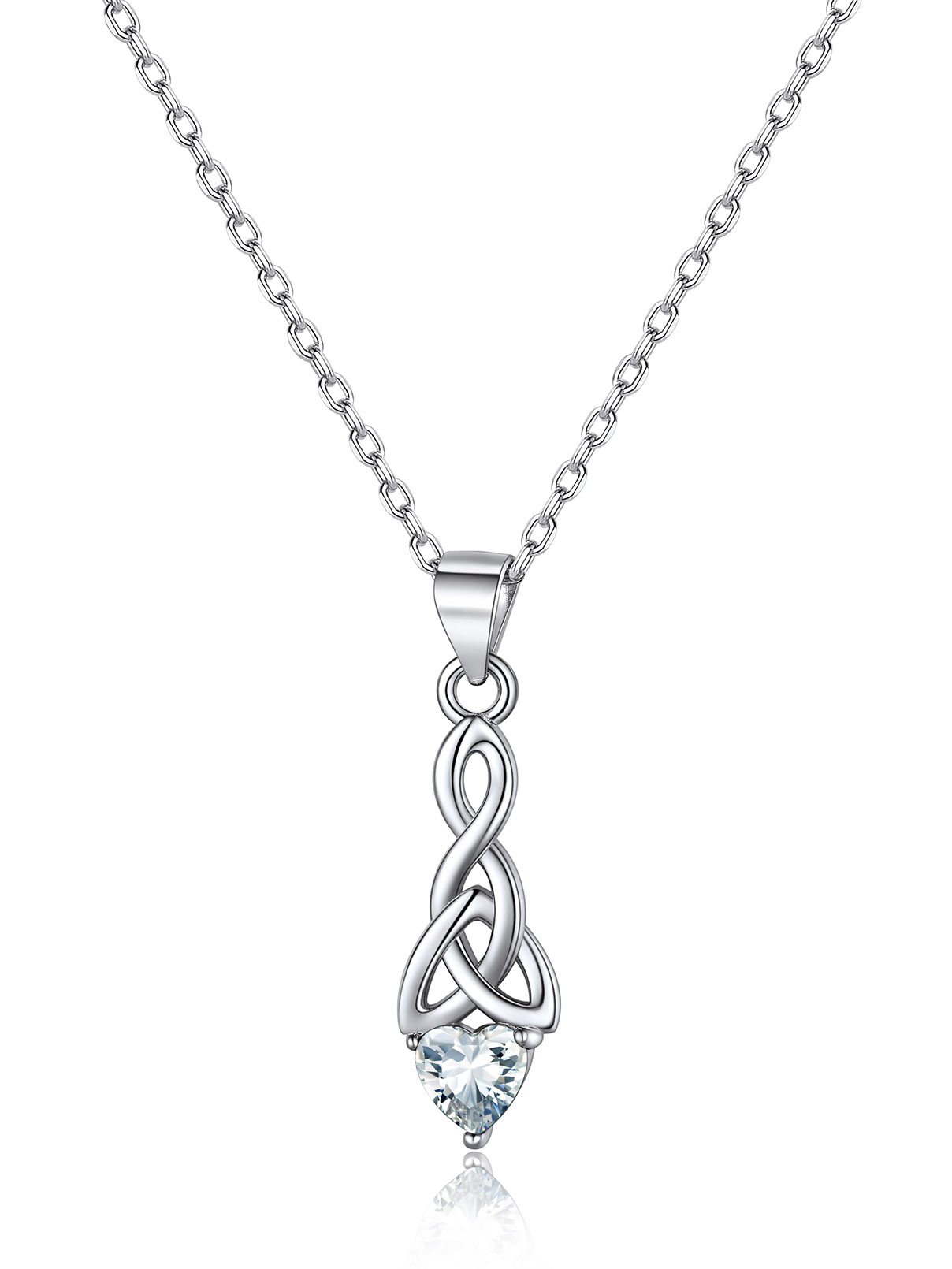 Sparkling Heart Birthstone Celtic Knot Pendant Necklace for Women, april birthstone, Diamond Jewelry, Aries Birthstone, Taurus Birthstone, birthstone necklace, gift idea