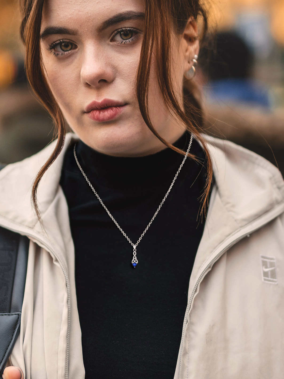 Sparkling Heart Birthstone Celtic Knot Pendant Necklace for Women