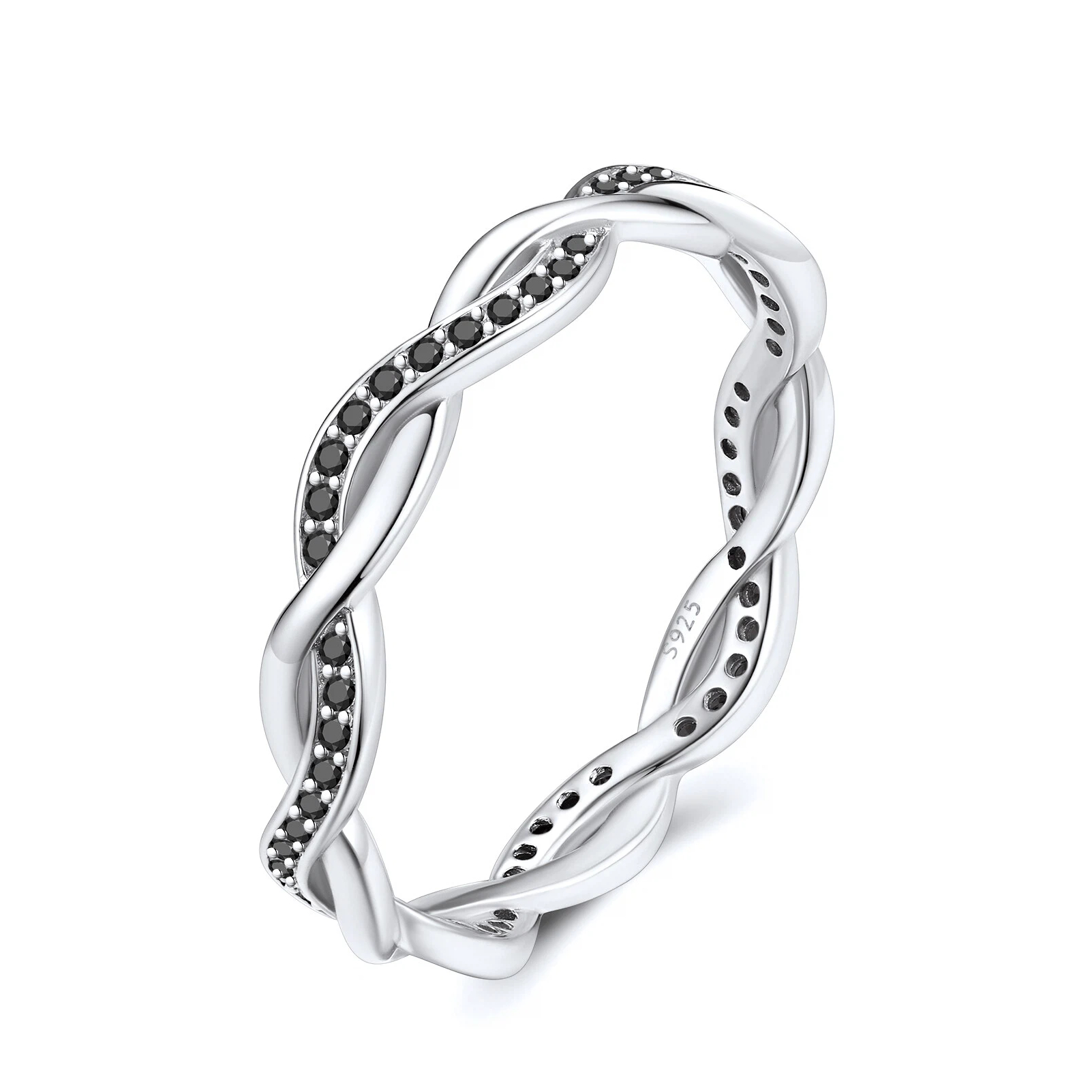 Twisted Rope Cubic Zirconia Diamond Wedding Band Rings