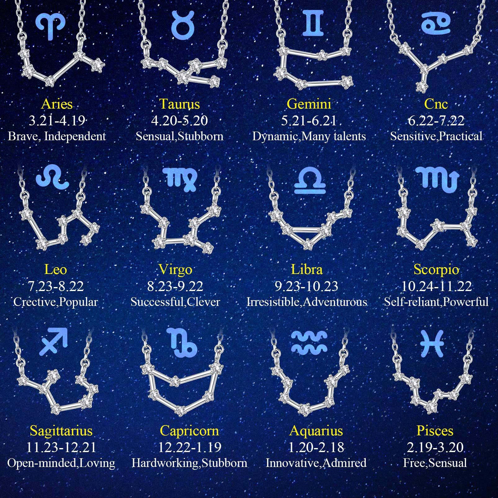  Adjustable Zodiac Cubic Zirconia Horoscope Chain Anklet in Different Month