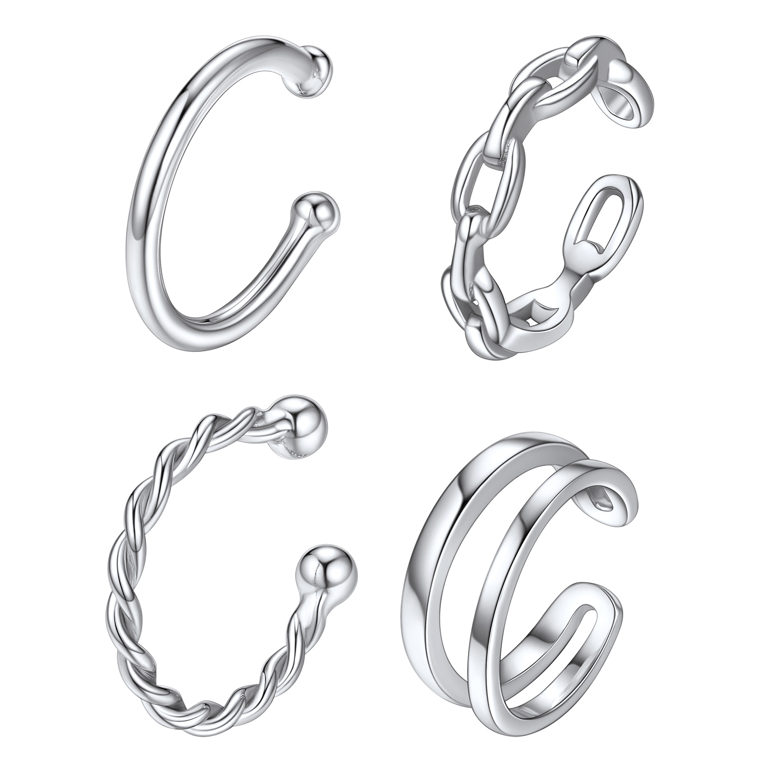 Sterling Silver 4-Pack Earring Set for Women