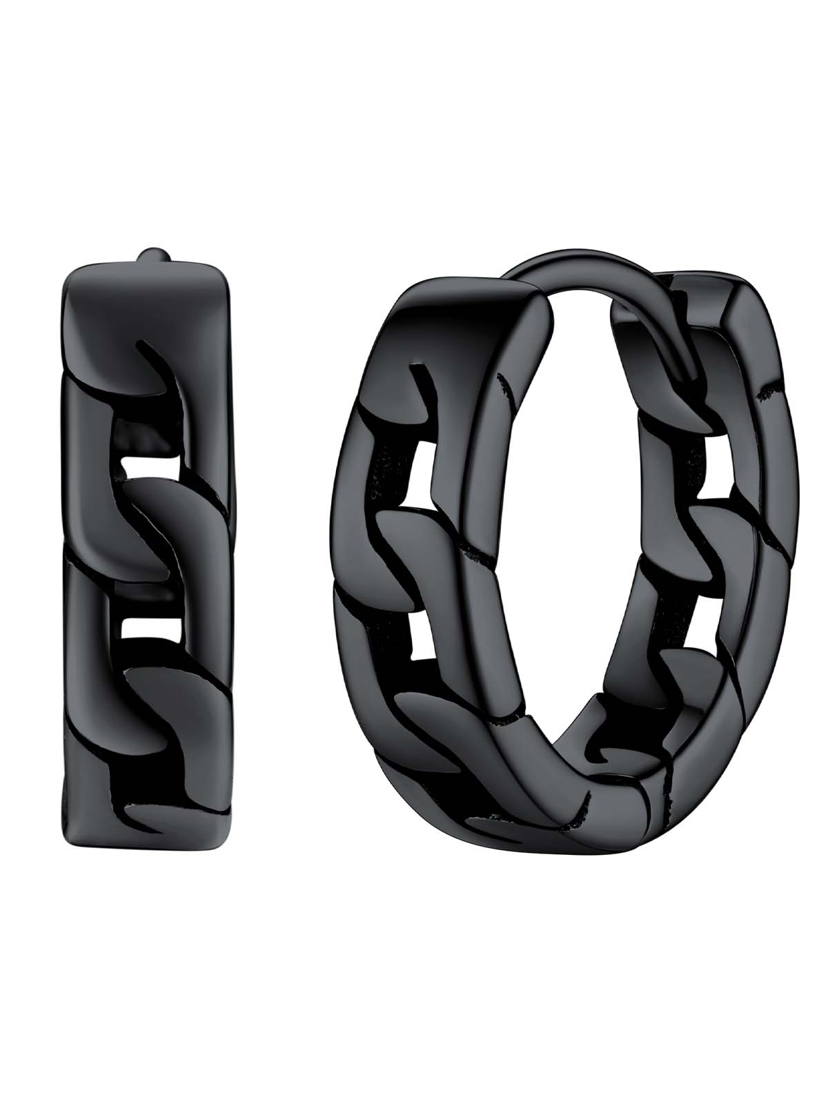 Cuban Chain Link Hypoallergenic Hoops Earrings 
