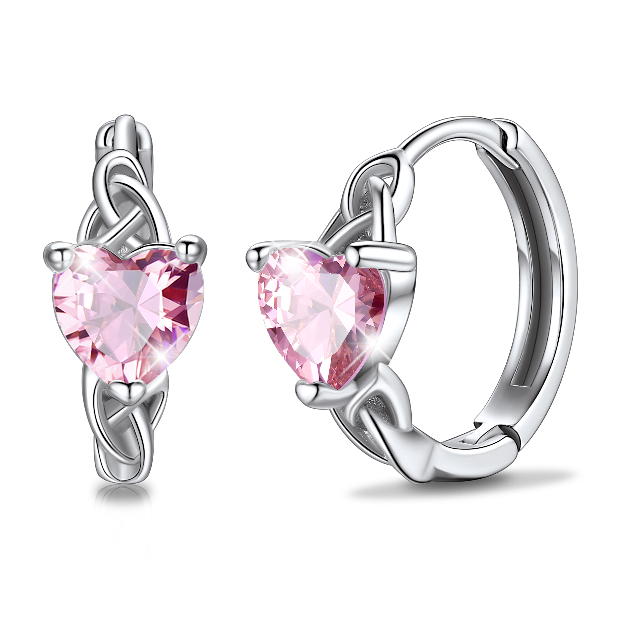 Celtic Knot Sterling Silver Birthstone Hoop Earrings 