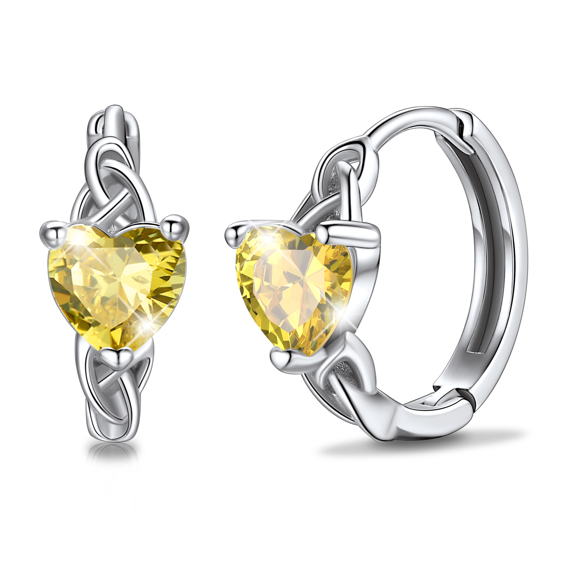 Celtic Knot Sterling Silver Birthstone Hoop Earrings 