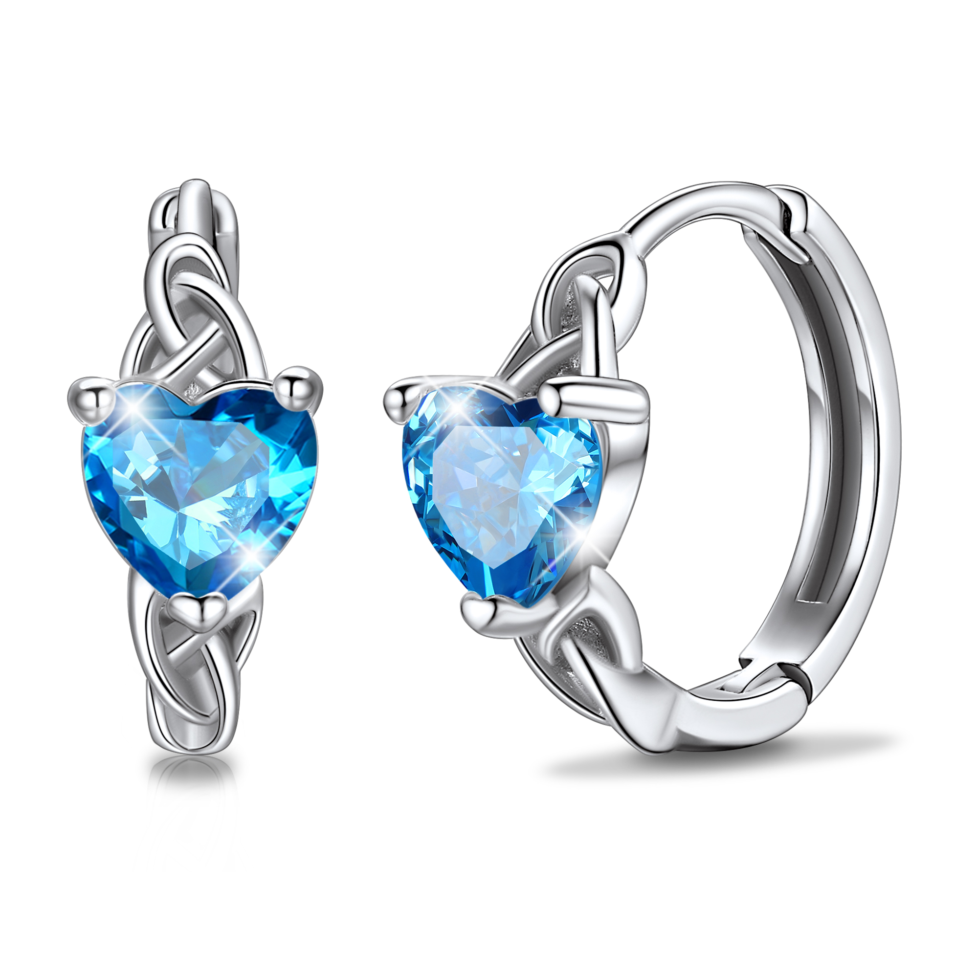 Celtic Knot Sterling Silver Birthstone Hoop Earrings 