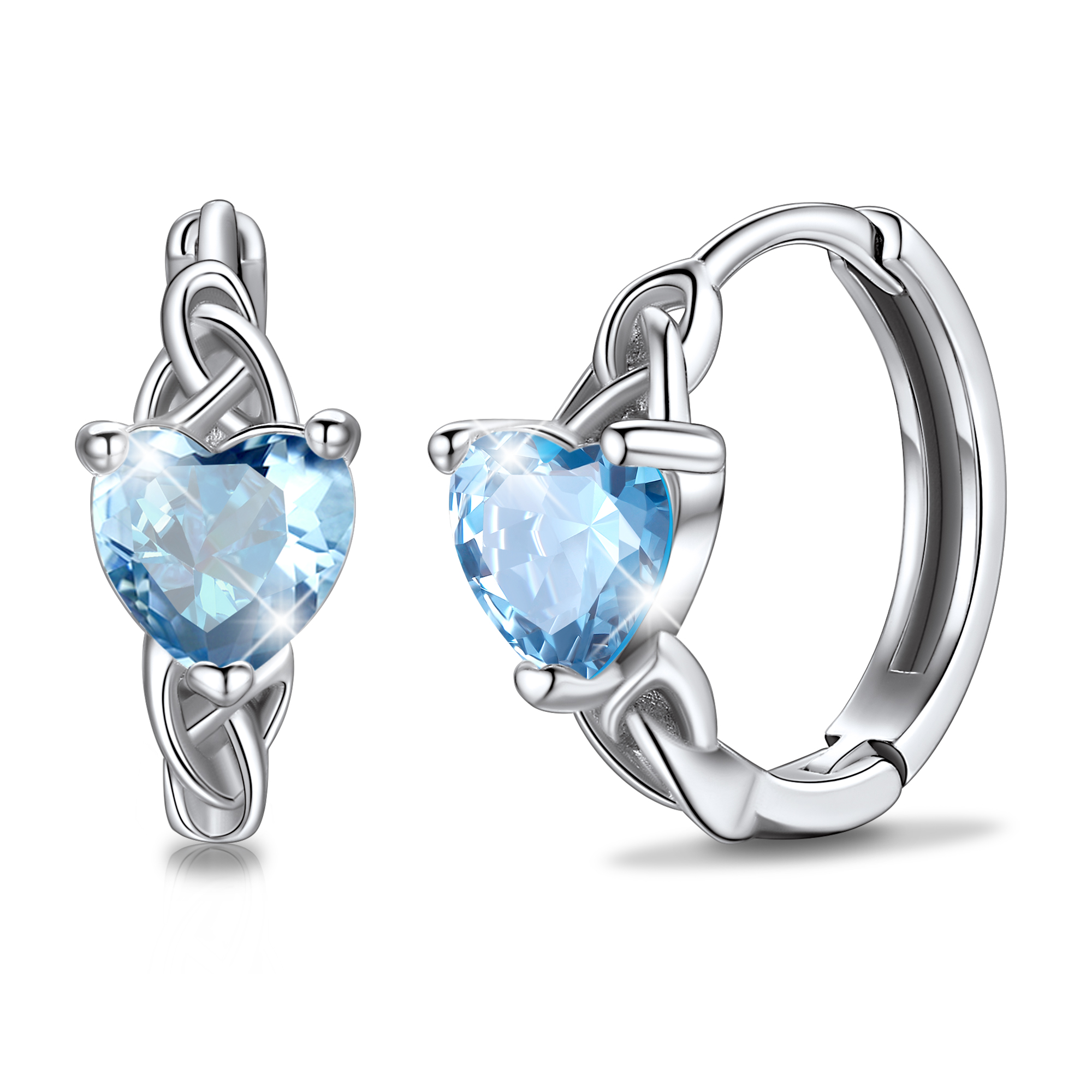 Celtic Knot Sterling Silver Birthstone Hoop Earrings 