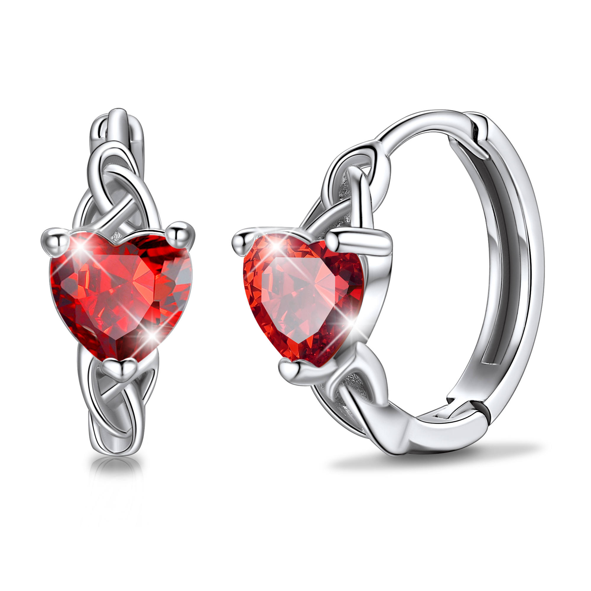 Celtic Knot Sterling Silver Birthstone Hoop Earrings 