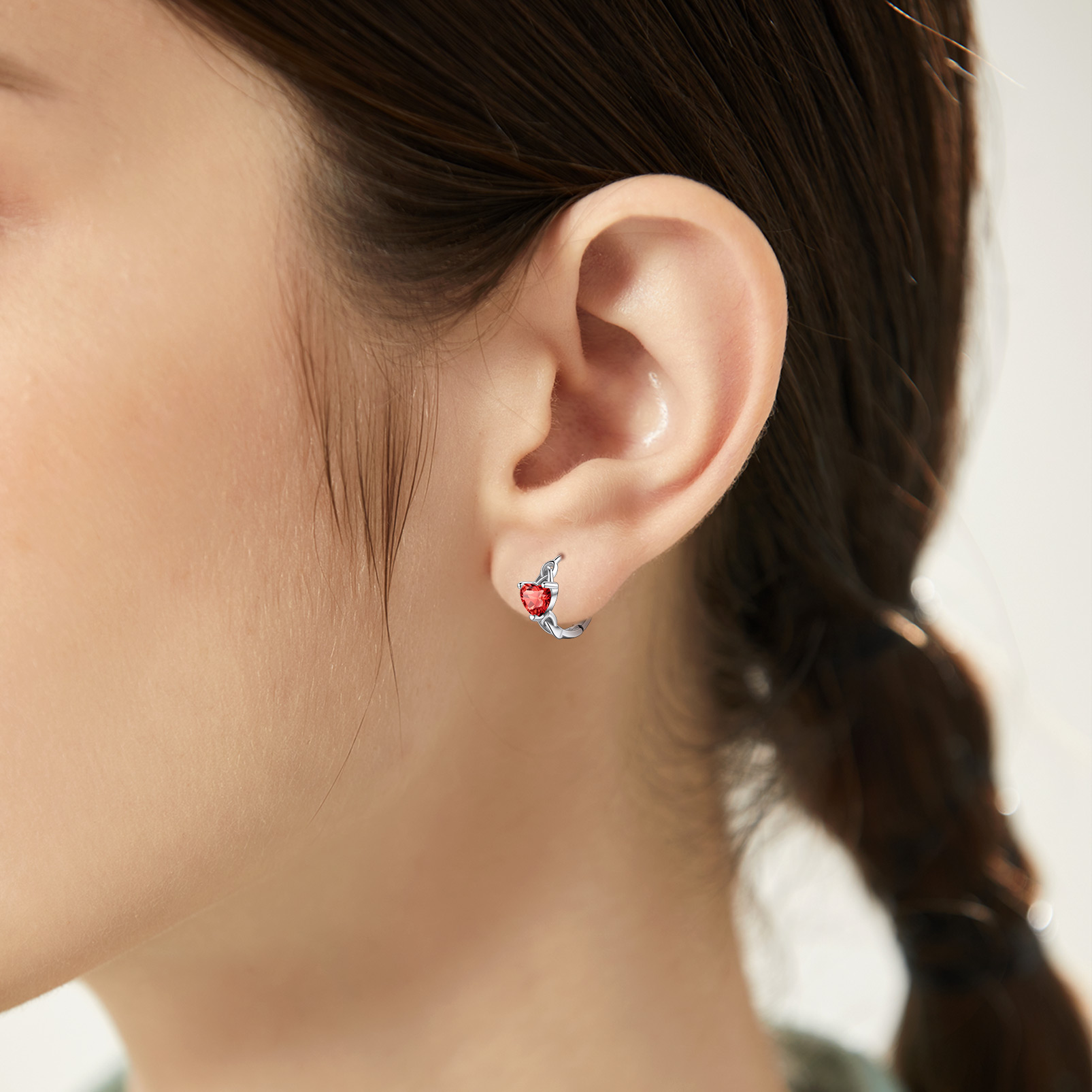 Celtic Knot Sterling Silver Birthstone Hoop Earrings for Women