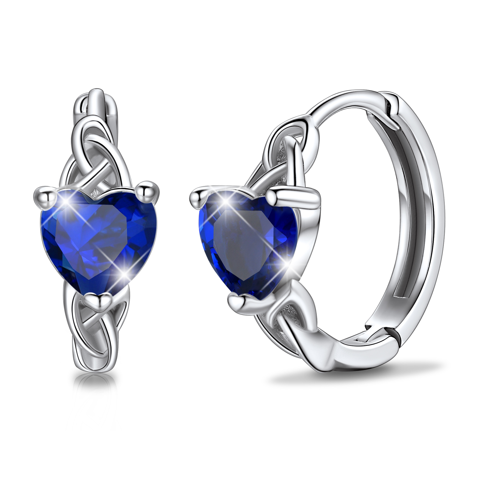 Celtic Knot Sterling Silver Birthstone Hoop Earrings 