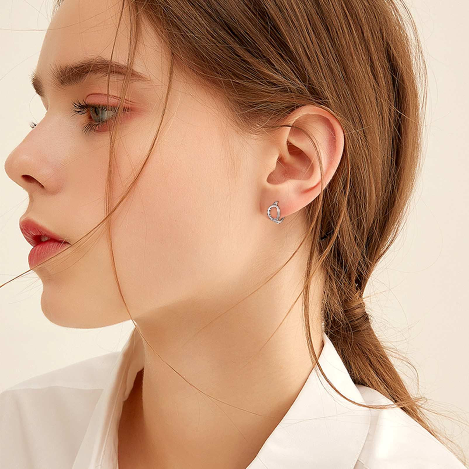 Stackable Initial Hoop Earrings for Women, Ladies, girlfriend, wife