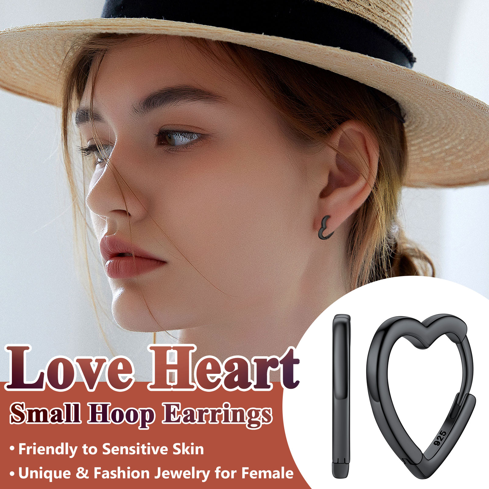 Simple Heart Hoop Earrings, memorial gift for her
