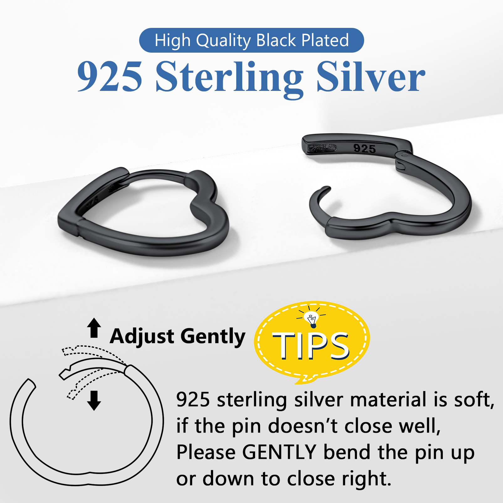 Sterling Silver Simple Heart Hoop Earrings