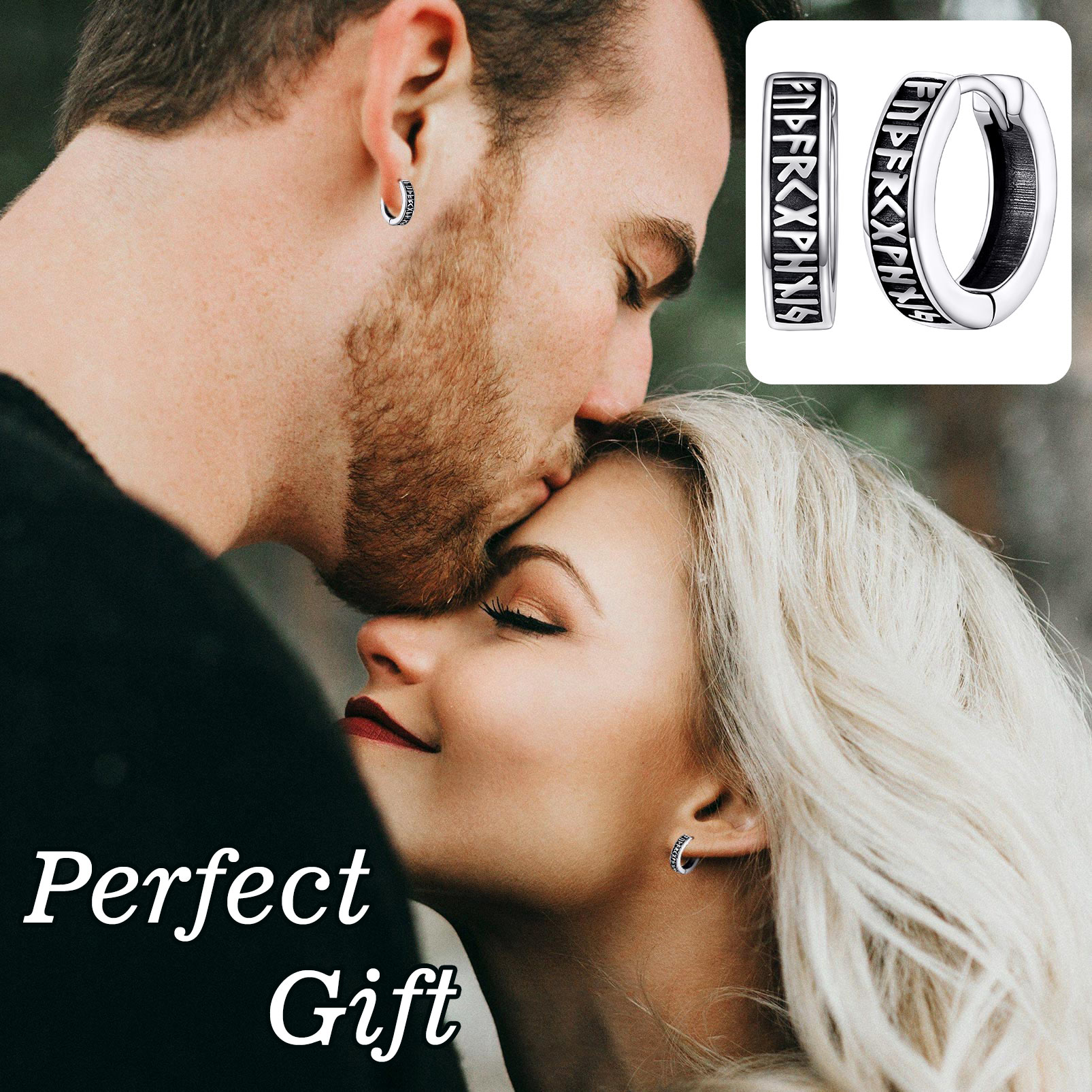 ChicSilver Sterling Silver Runes Hoop Hypoallergenic Huggie Earrings  Jewelry gift