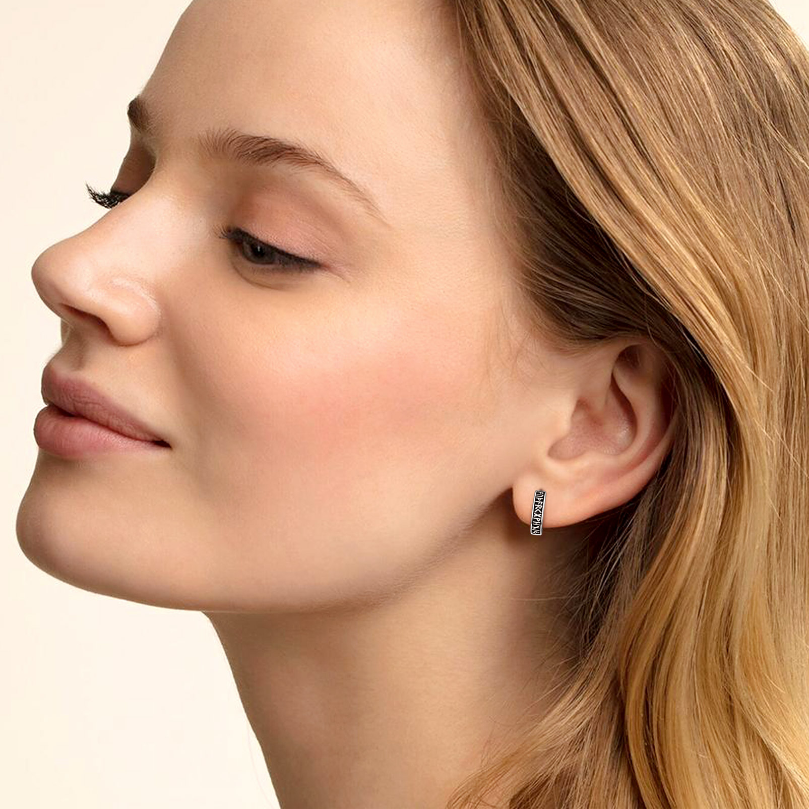 Runes Hoop Hypoallergenic Huggie Earrings for Women