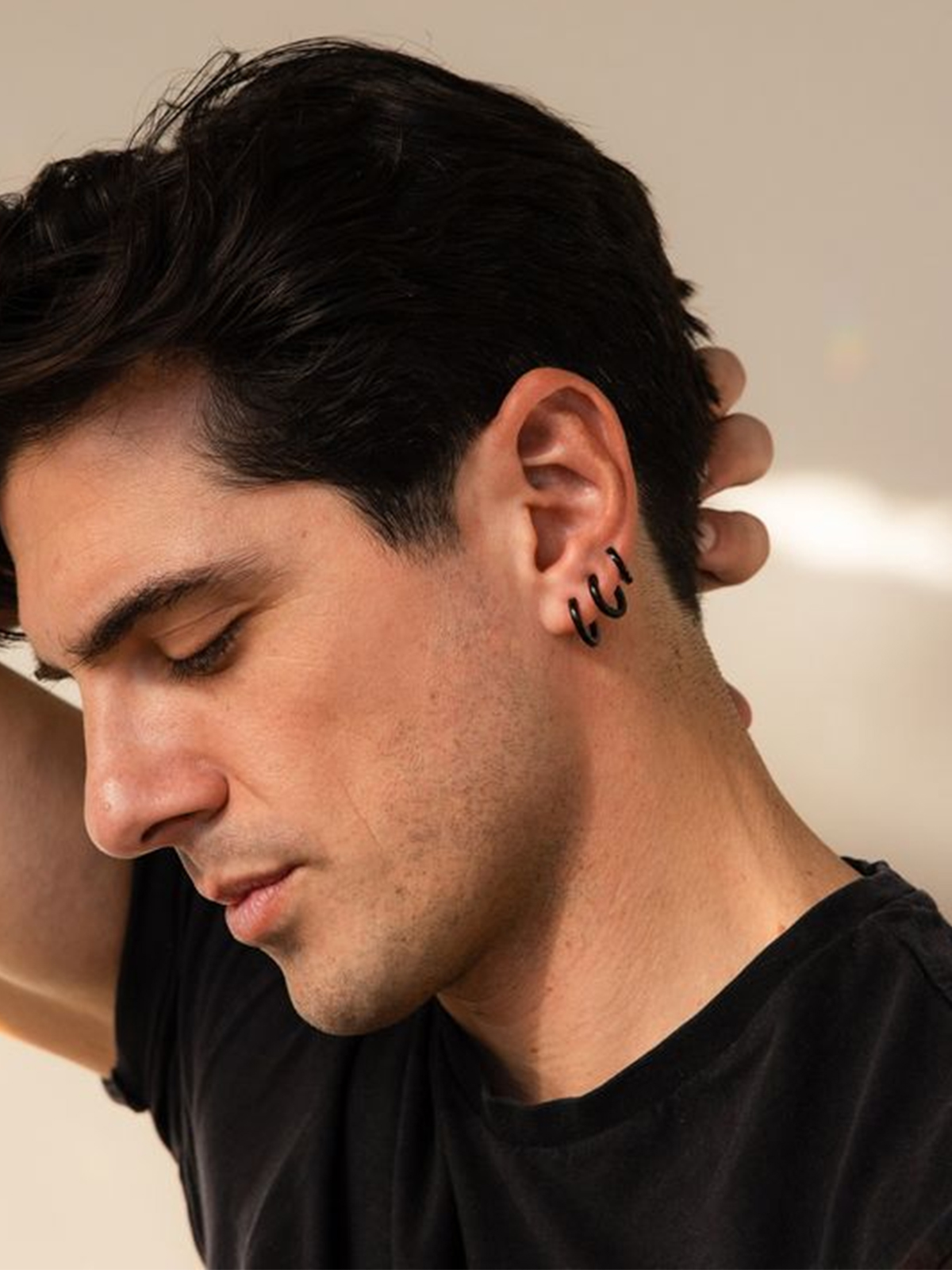 Tiny Cartilage Huggie Hoop Earrings for Men