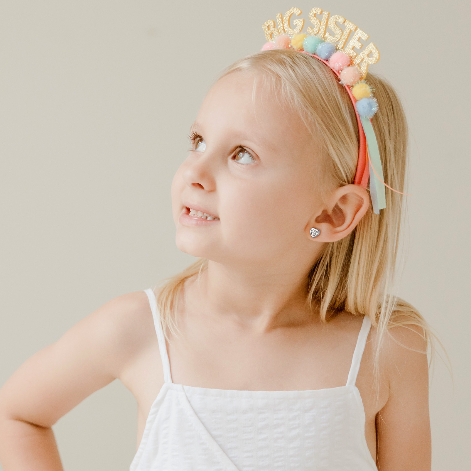 Love Heart Initial Cubic Zirconia Stud Earrings for Women, Ladies, Couples, girlfriend, wife