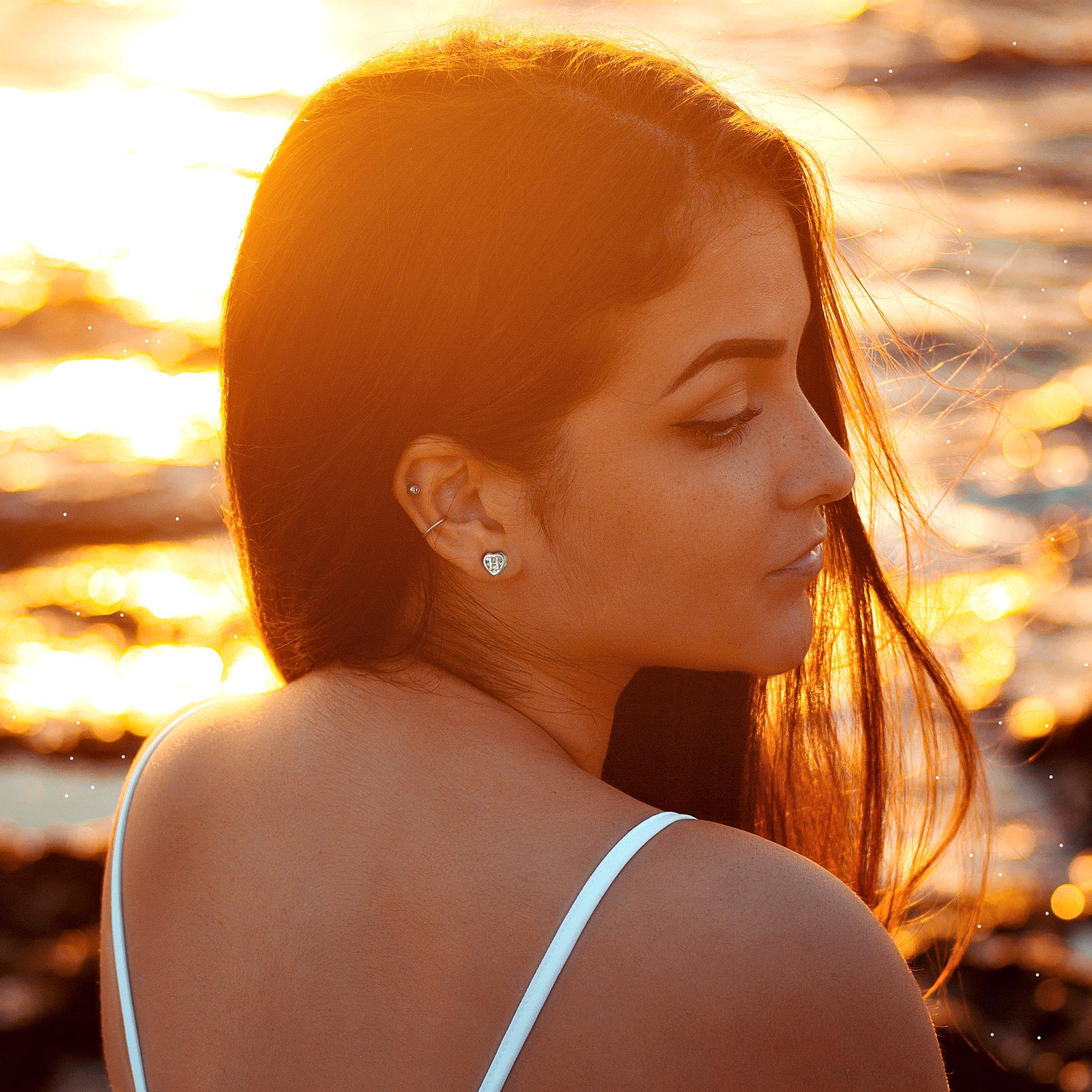 Love Heart Initial Cubic Zirconia Stud Earrings for Women, Ladies, Couples, girlfriend, wife