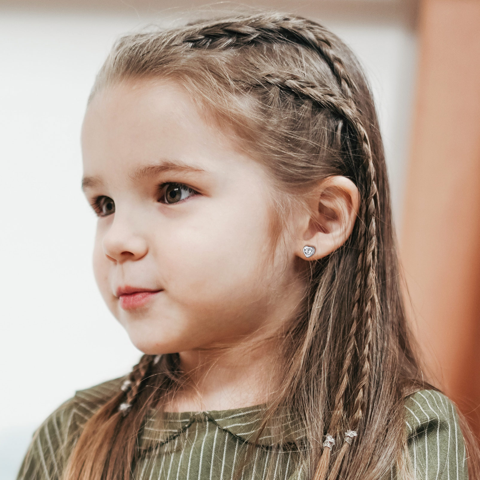 Love Heart Initial Cubic Zirconia Stud Earrings for Women, Ladies, Couples, girlfriend, wife