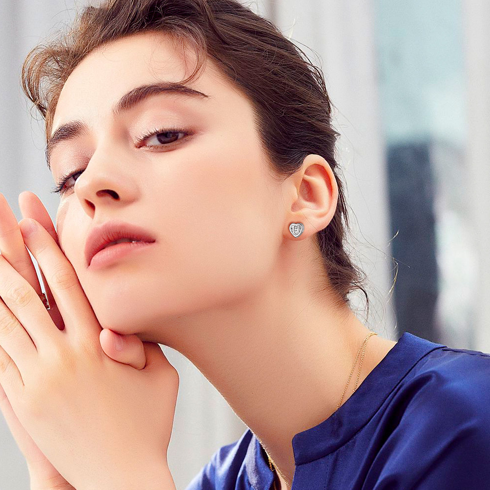 Love Heart Initial Cubic Zirconia Stud Earrings for Women, Ladies, Couples, girlfriend, wife