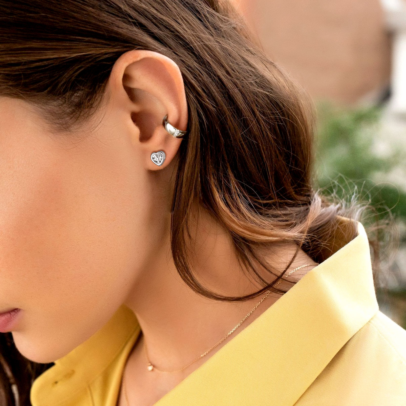 Love Heart Initial Cubic Zirconia Stud Earrings for Women, Ladies, Couples, girlfriend, wife