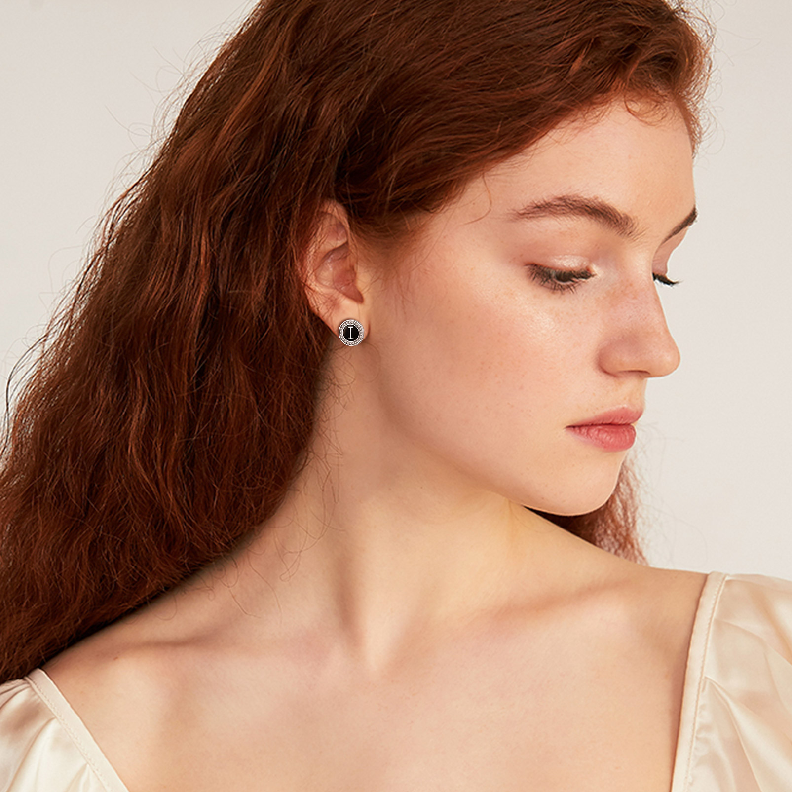 Mini A-Z Initial Letter Stud Earrings with Black Onyx Cubic Zirconia for Women, Ladies, girlfriend, wife