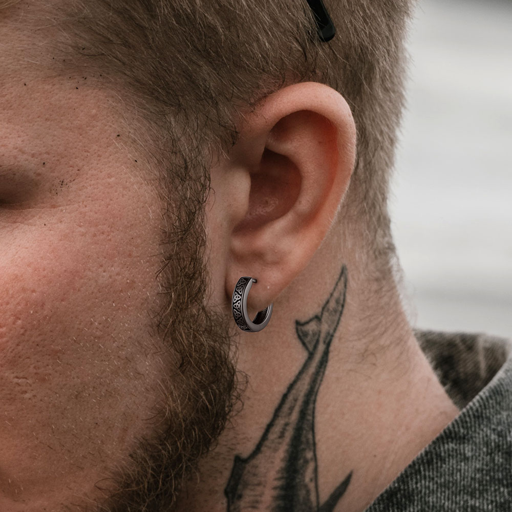 Celtic Triquetra Knot Surround Irish Hoop Earring