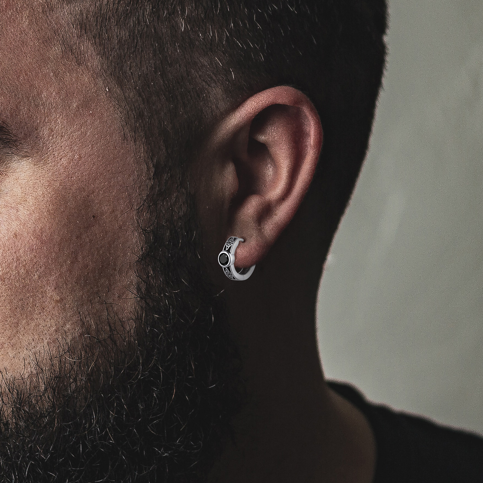 Hypoallergenic Celtic Knot Cubic Zirconia Earrings Hoops  for Men, Father, boyfriend, teenager, husband