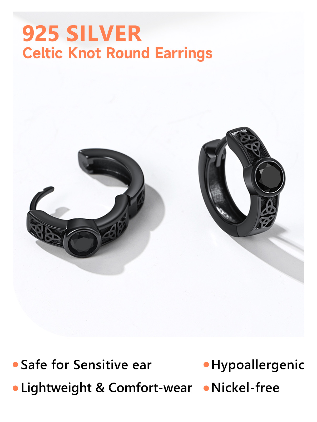 Hypoallergenic Celtic Knot Cubic Zirconia Earrings Hoops