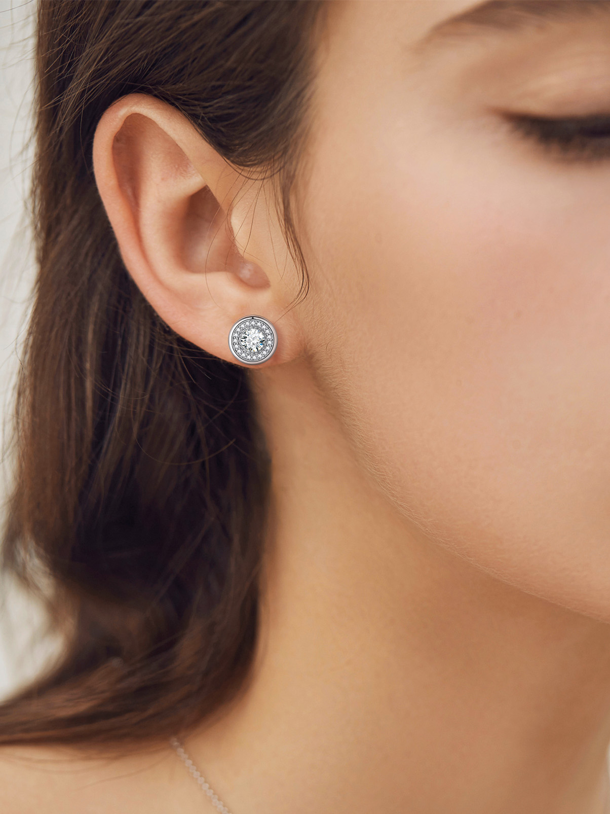 Sterling Silver Zirconia Stud Earrings For Men&Women