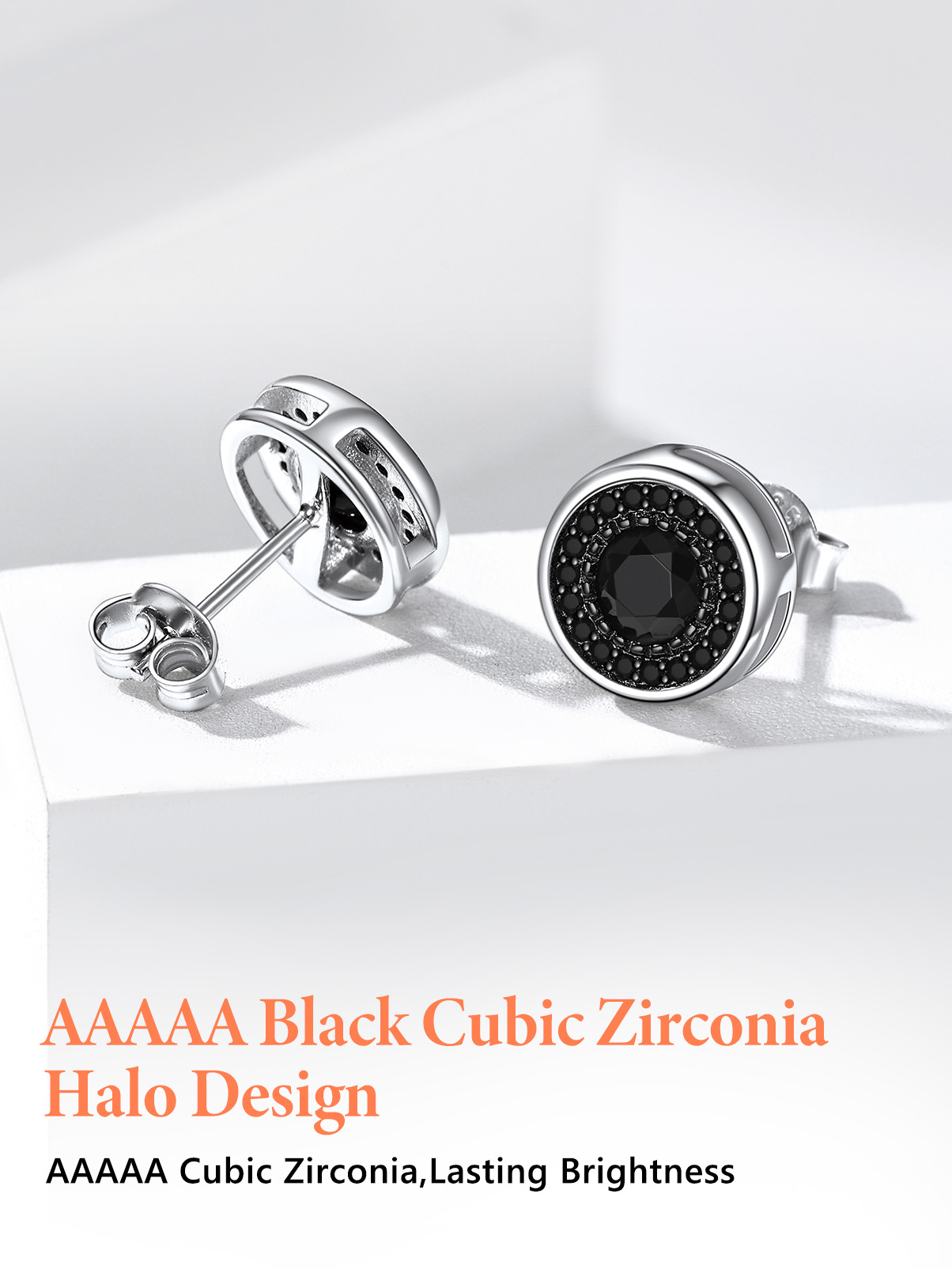 Sterling Silver Zirconia Stud Earrings For Men&Women